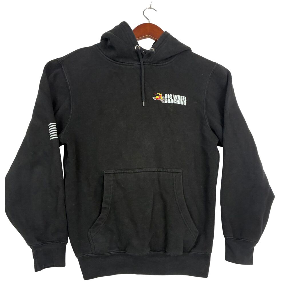 Big Wheel Coaching Hoodie Lane Seven XS Black Graphic Pullover USA Flag